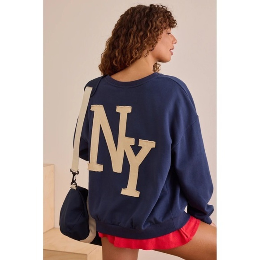 Altar'd State AS Revival Navy NY  Oversized Crewneck Sweatshirt Size‎ Medium